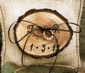 Rustic wedding ring bearer pillow holder